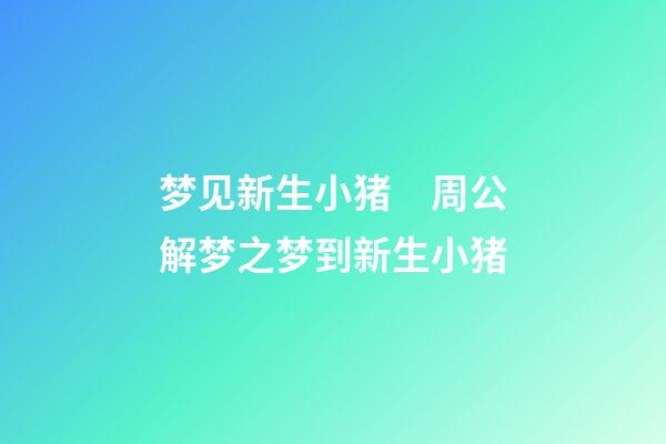 梦见新生小猪　周公解梦之梦到新生小猪